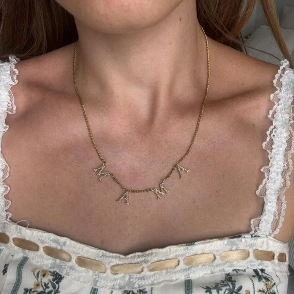 The Marge Gold stainless steel pearl mama necklace mother mom